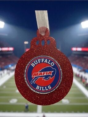 NFL Buffalo Bills Mafia Red Glitter Ornament